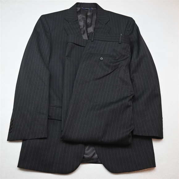 Brooks Brothers 39R 32x30 Gray Striped Estrato Wool 1818 Madison Mens Suit